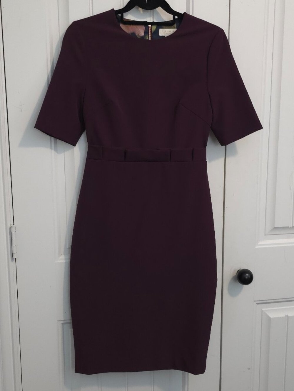 Ted Baker London Burgundy Maggidd Pleated Waist Dress - Woman's Size 1